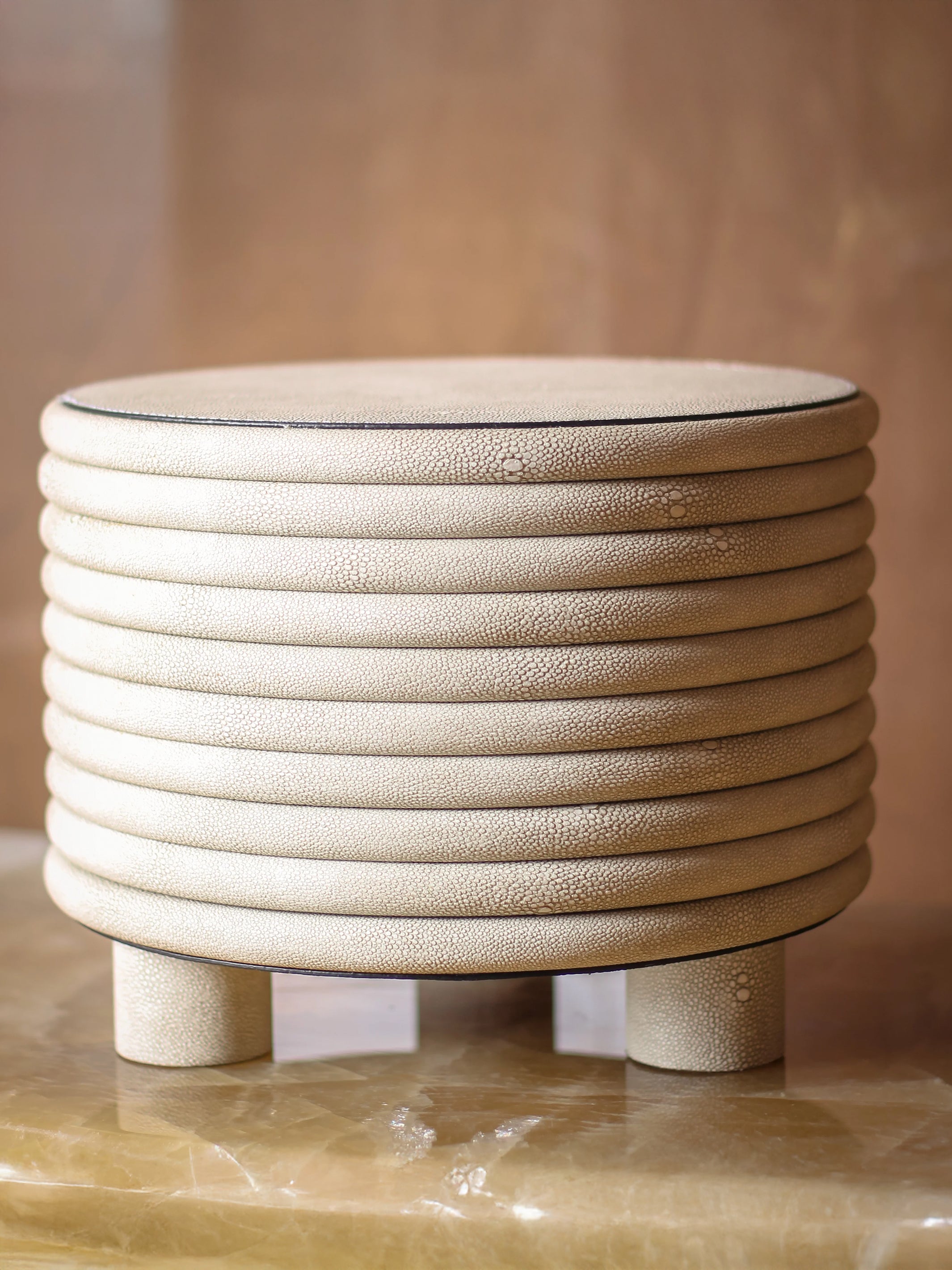 Leather Round Stool- High Rise