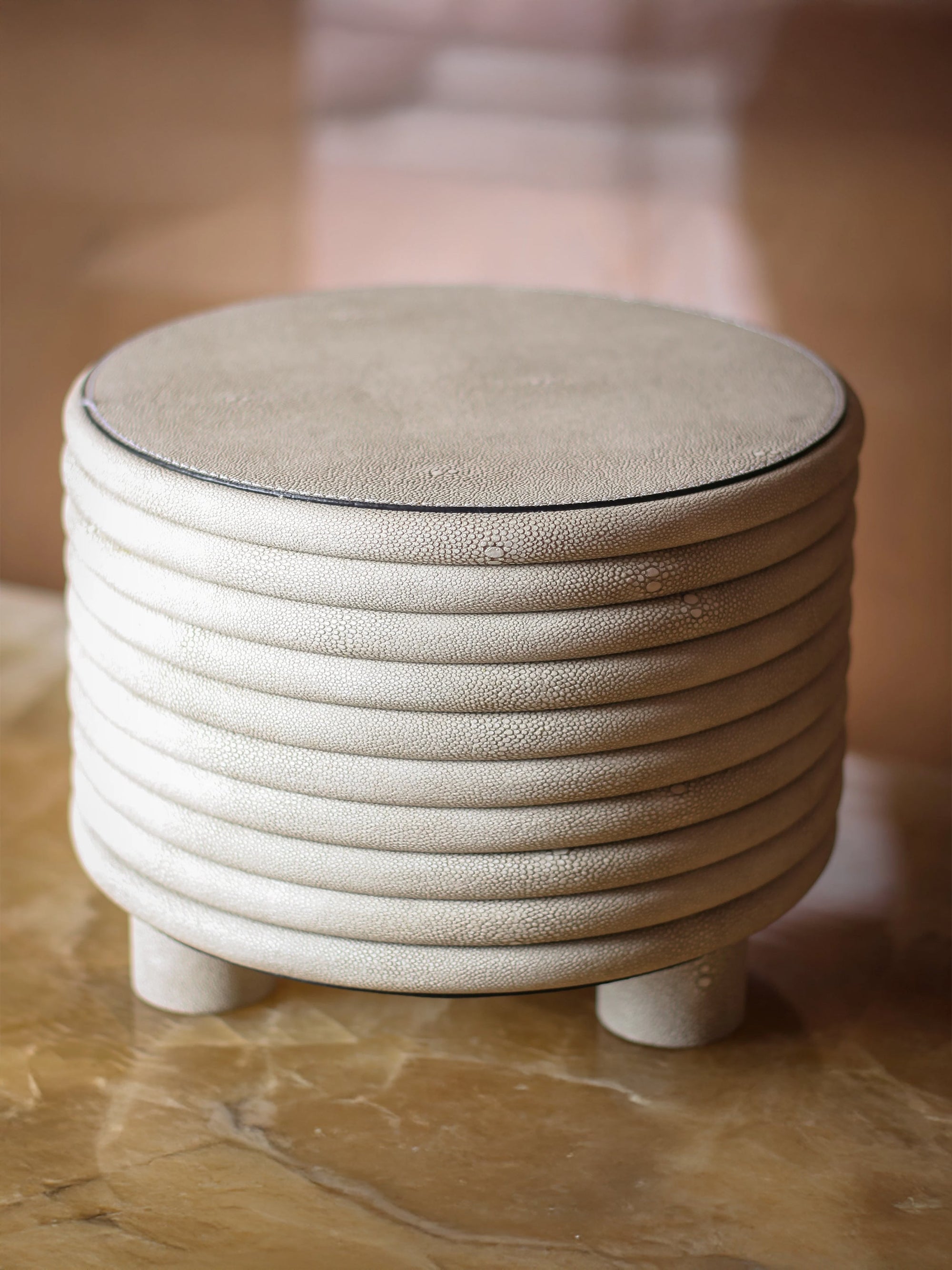 Leather Round Stool- High Rise
