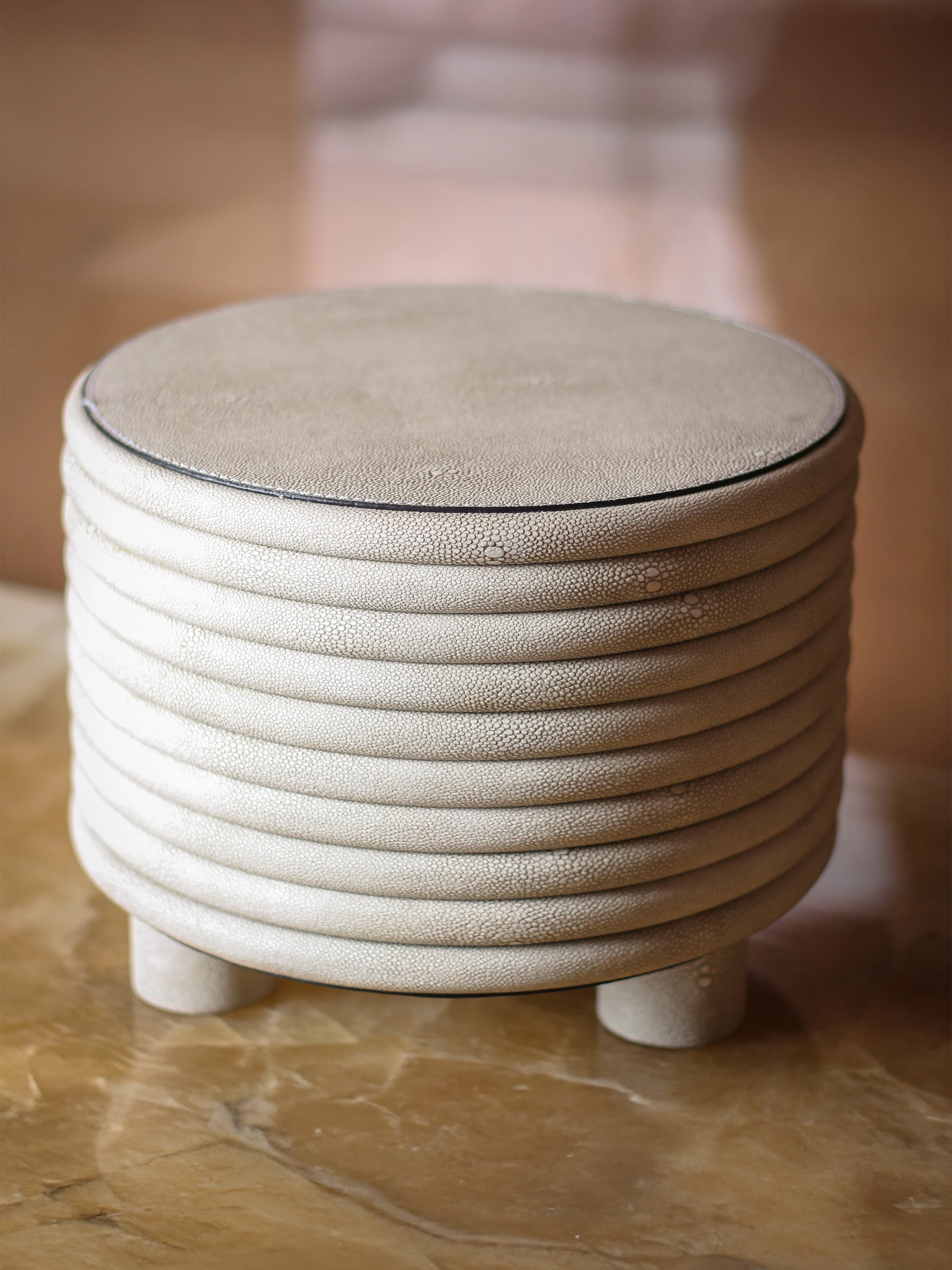 Leather Round Stool- High Rise