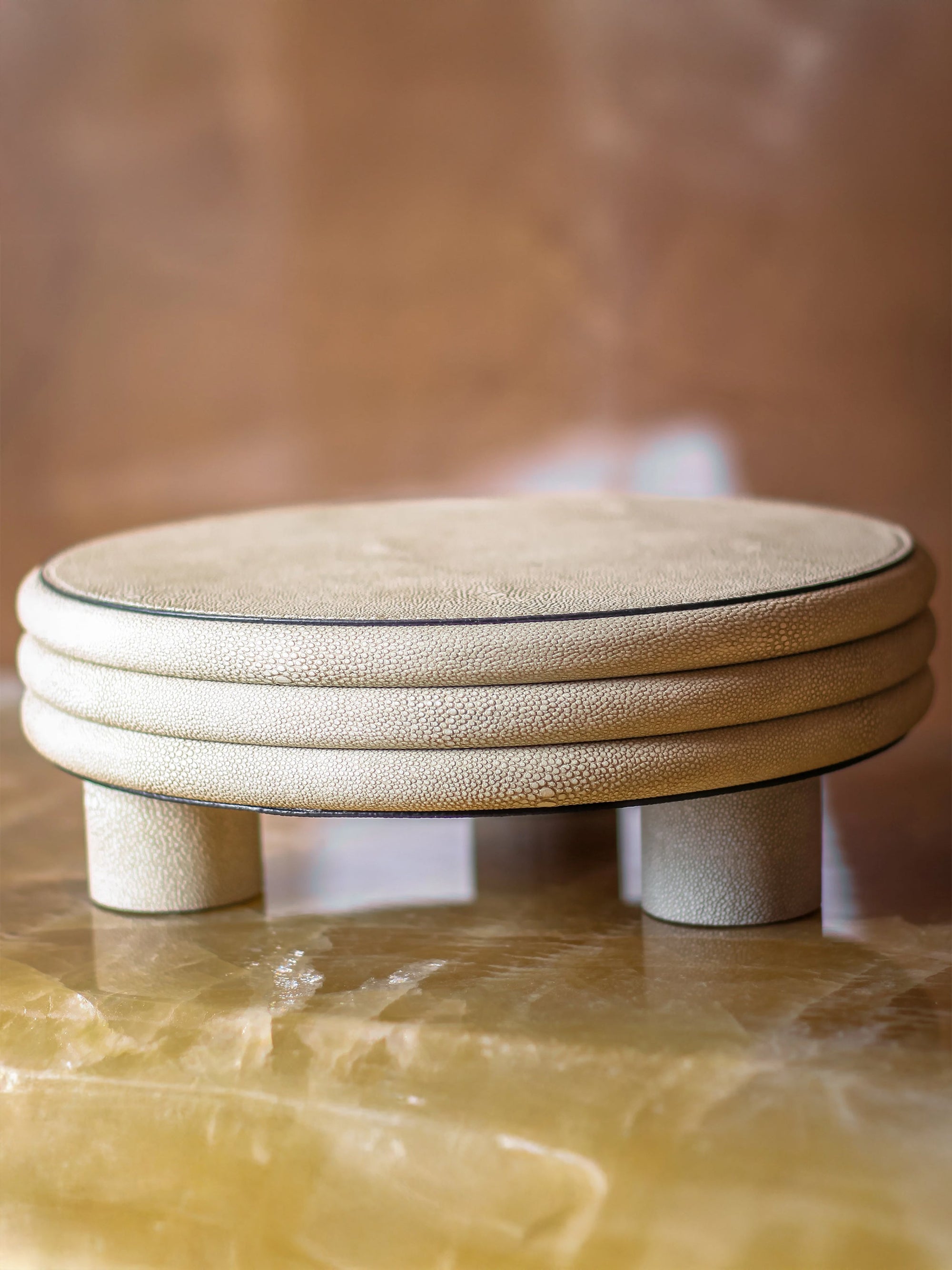 Leather Round Stool- Low Rise