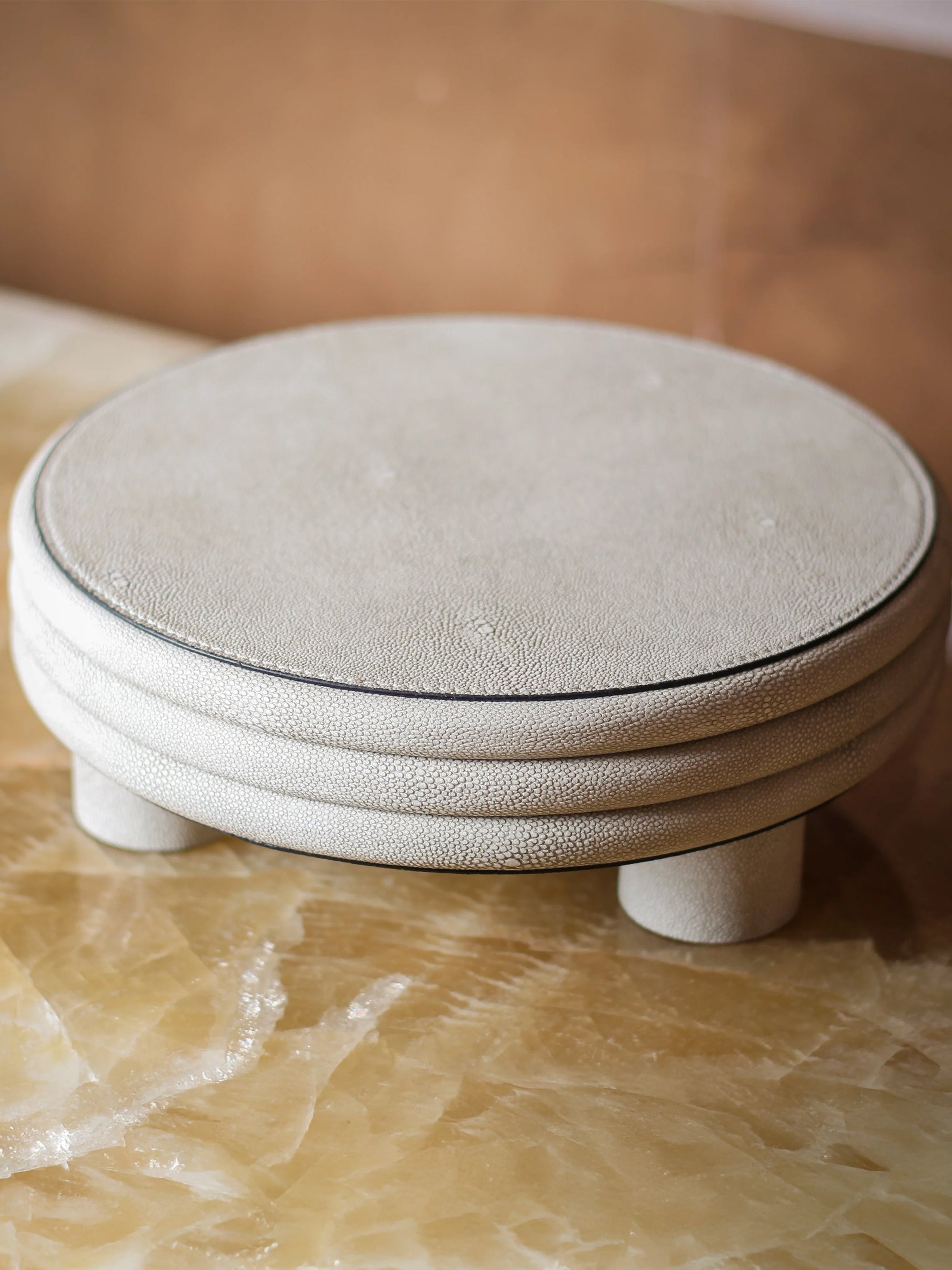Leather Round Stool- Low Rise