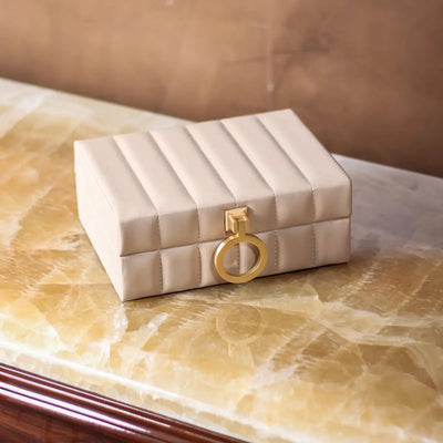 Leather Storage Box - Beige