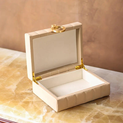 Leather Storage Box - Beige