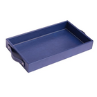 Vegan Leather Rectangular Serving Tray with Handles Blue
