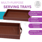 Vegan Leather Rectangular Serving Tray with Handles_Walnut Brown