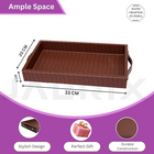 Vegan Leather Rectangular Serving Tray with Handles_Walnut Brown