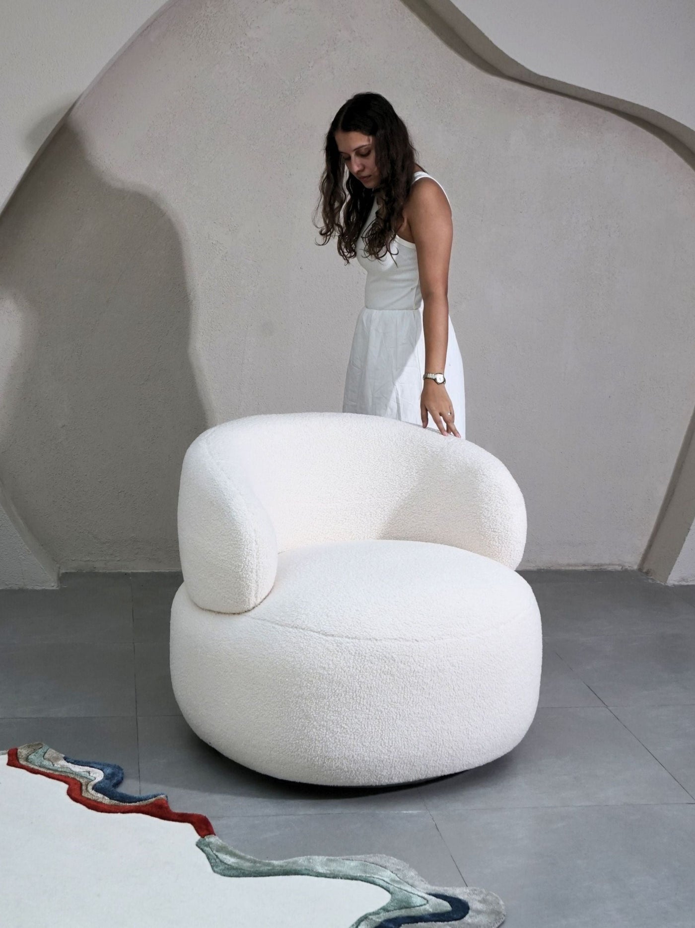 Leia Boucle Swivel Chair