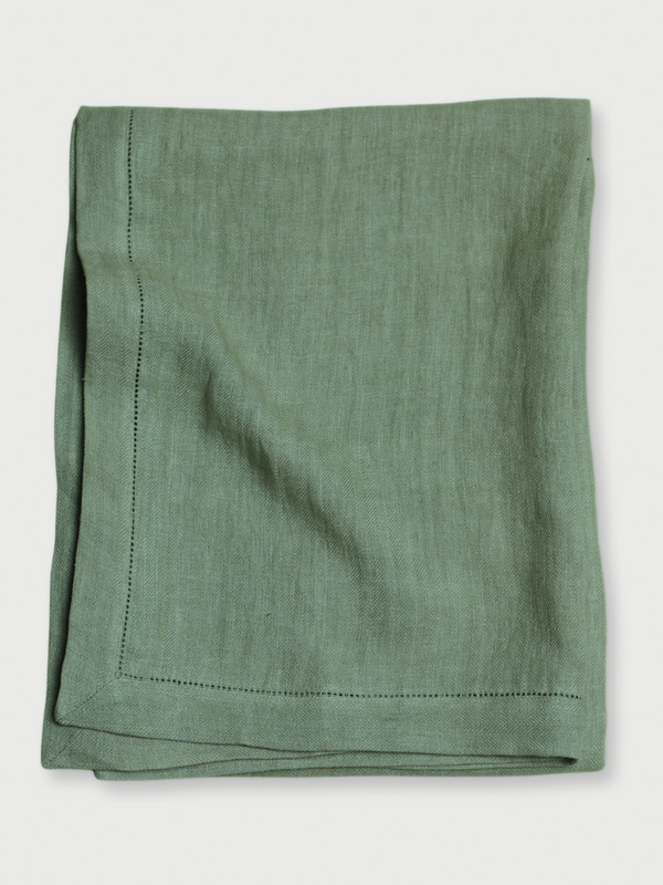 Eucalyptus Herringbone Linen Table Cover