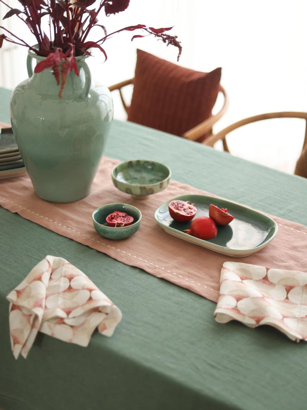 Eucalyptus Herringbone Linen Table Cover