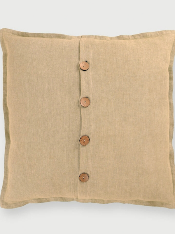 Sand Herringbone Linen Cushion Cover