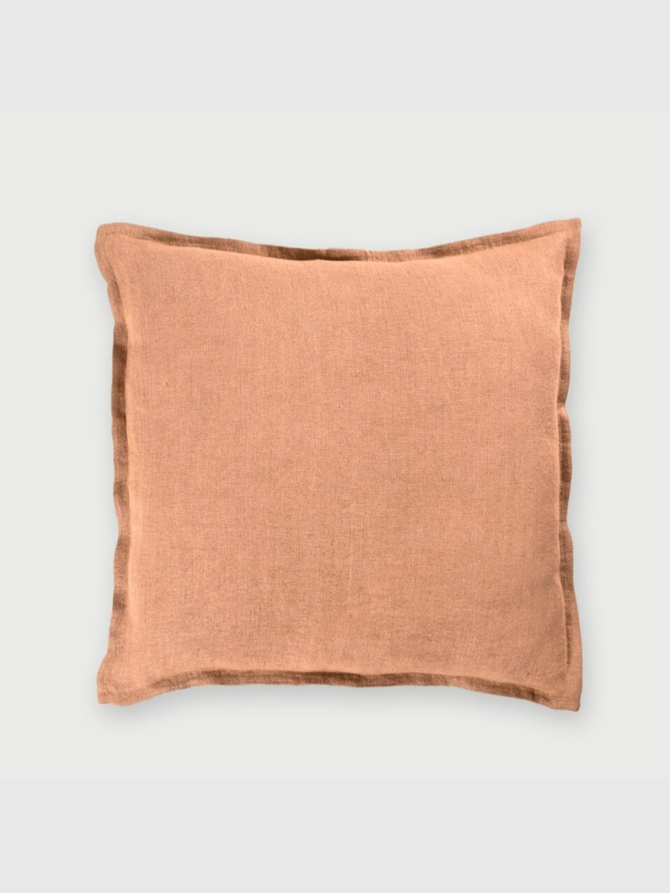 Spice Herringbone Linen Cushion Cover