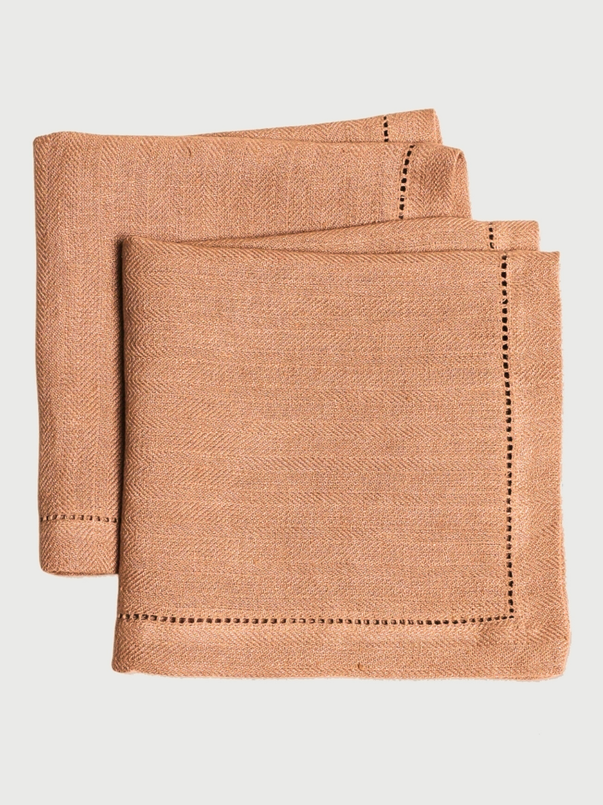 Spice Herringbone Linen Table Napkins | Set of 2