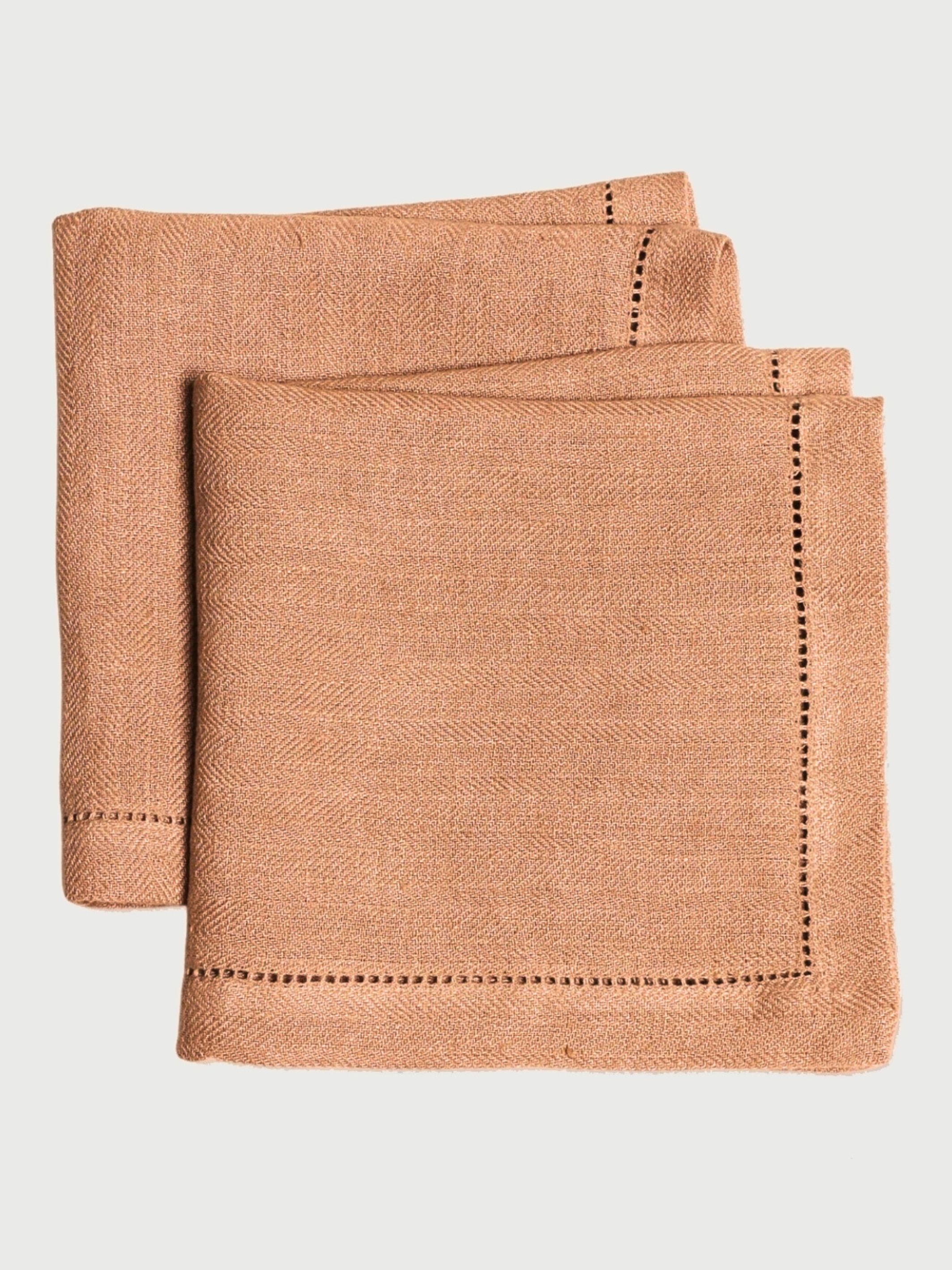 Spice Herringbone Linen Table Napkins | Set of 2
