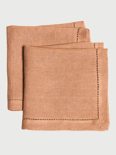 Spice Herringbone Linen Table Napkins | Set of 2