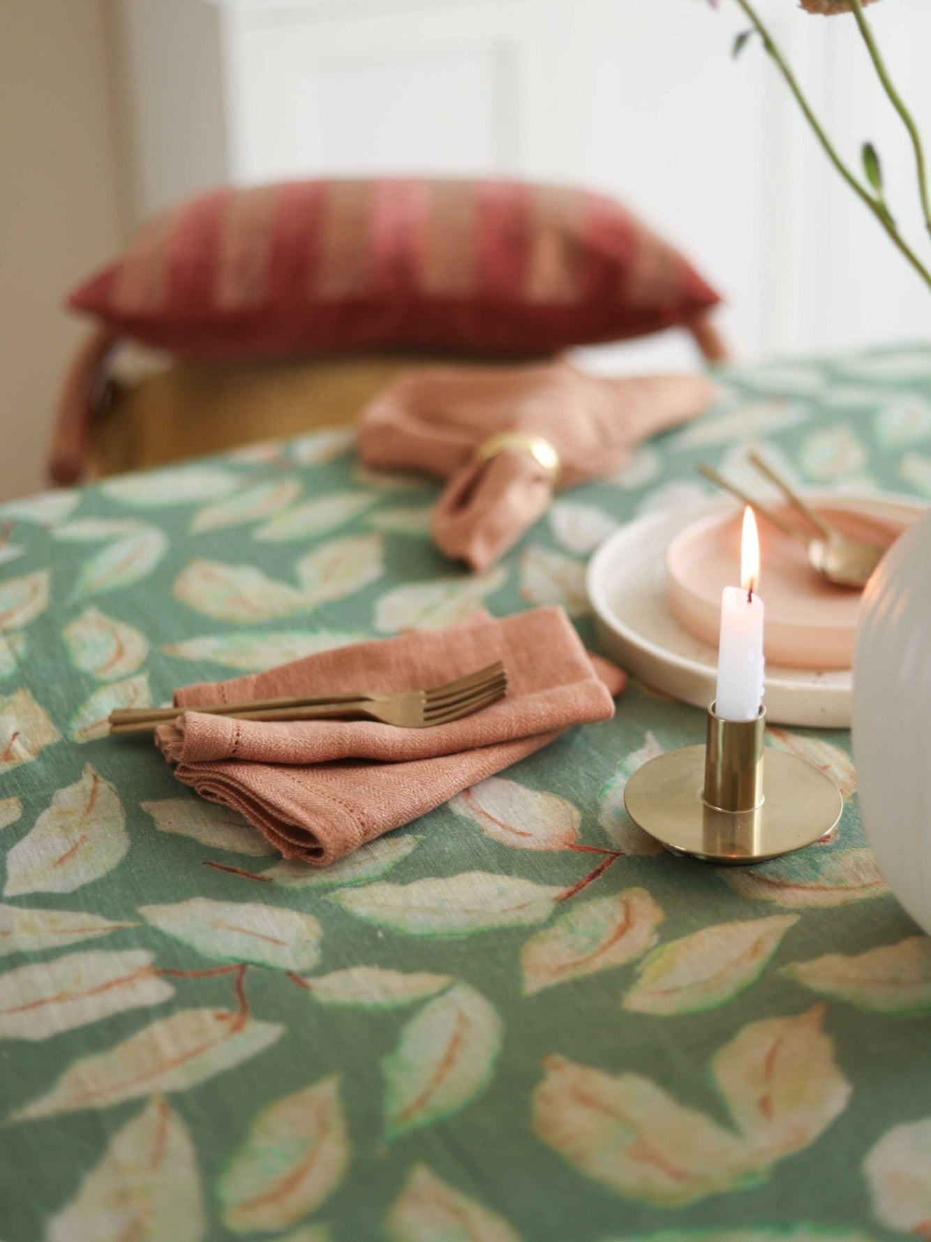 Spice Herringbone Linen Table Napkins | Set of 2