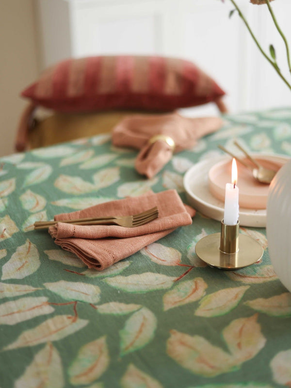 Spice Herringbone Linen Table Napkins | Set of 2