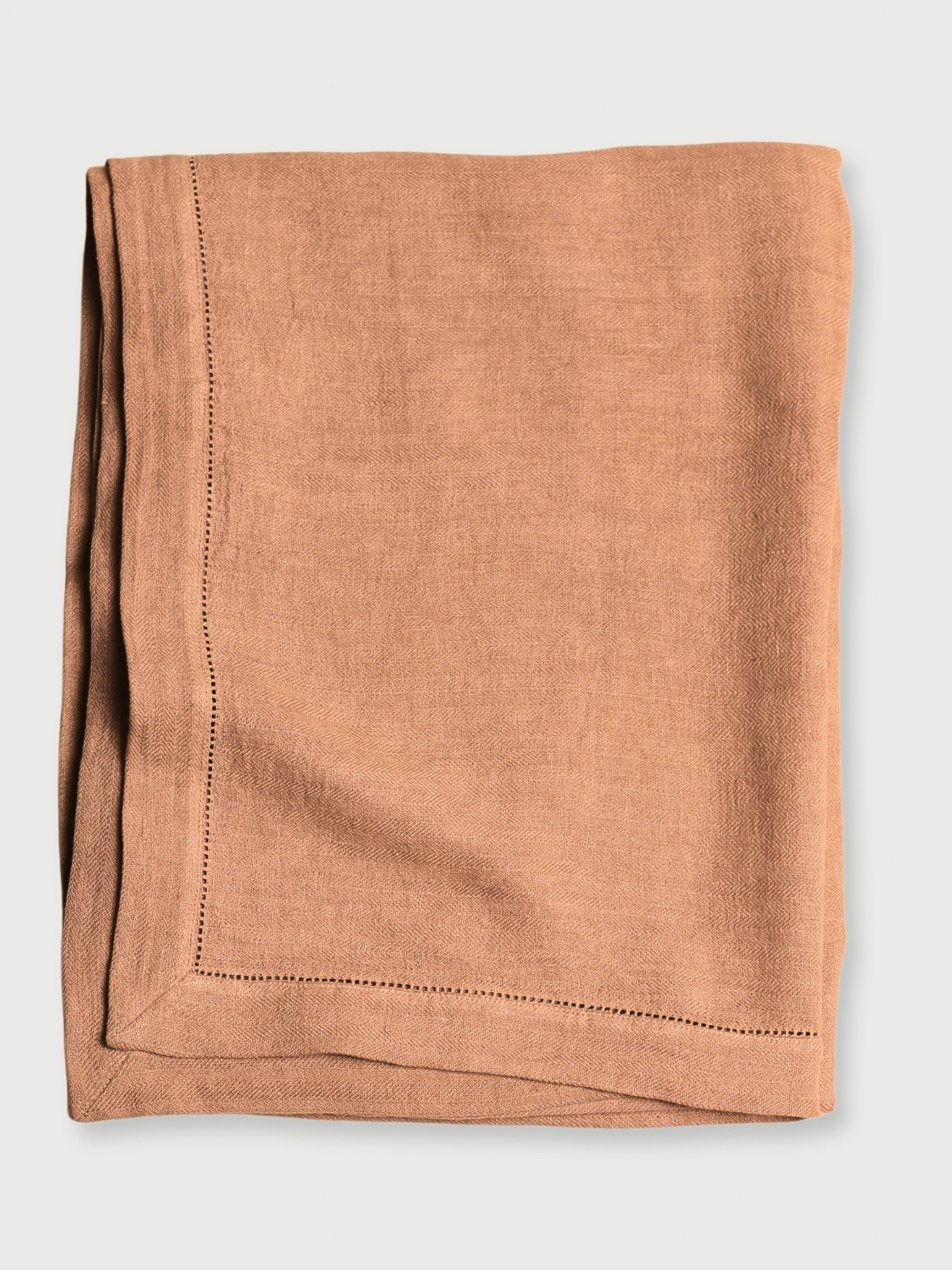 Spice Herringbone Linen Table Cover