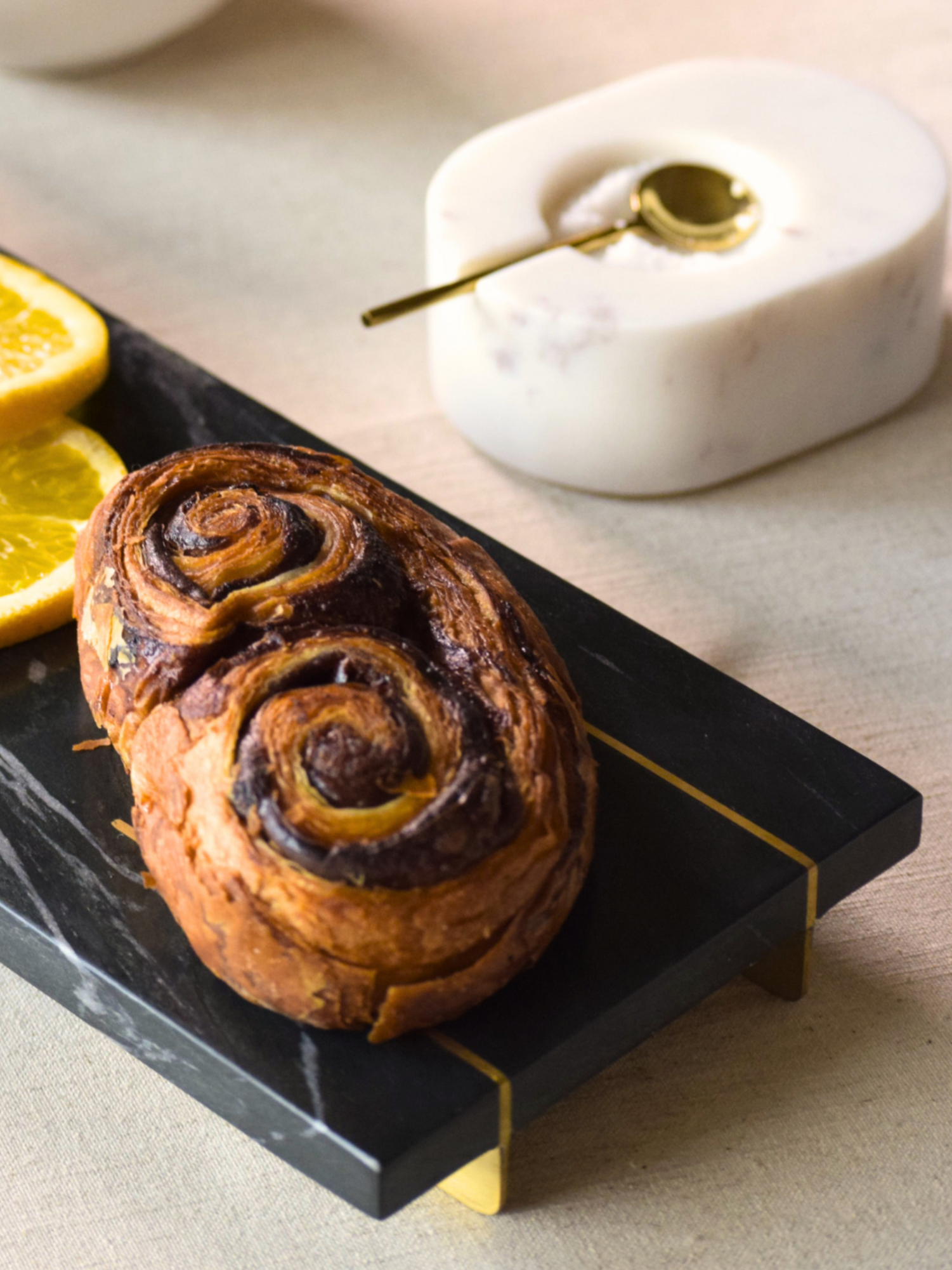 Marble Tray With Gold Base