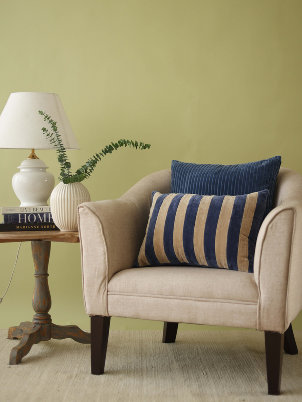 Holly Cobalt Blue Velvet Stripe Cushion Cover
