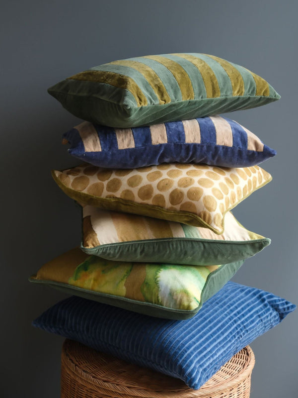 Bloom Olive Velvet Cushion Cover