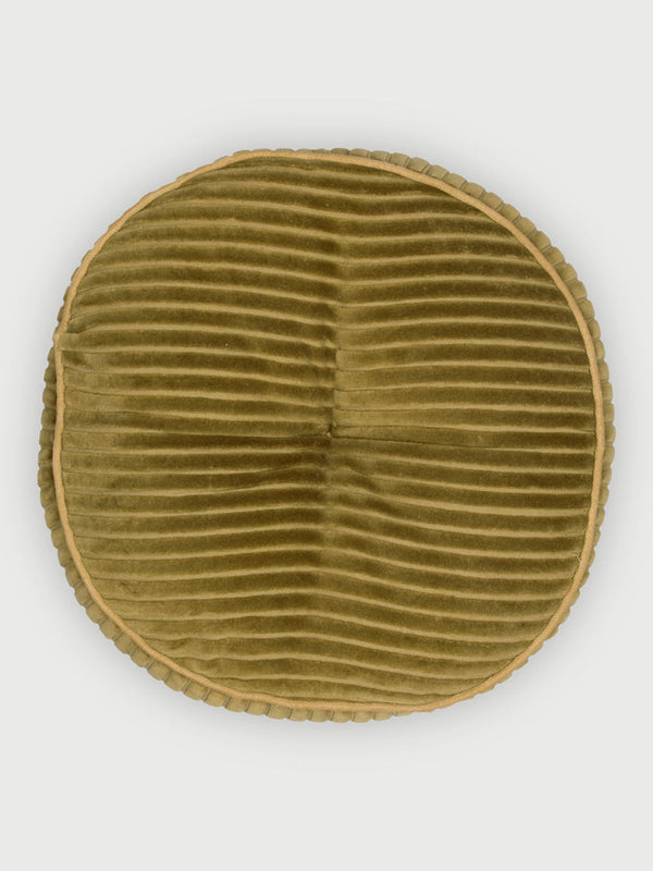 Luna Olive Velvet Round Cushion