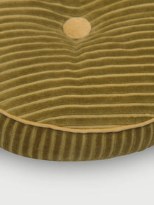 Luna Olive Velvet Round Cushion