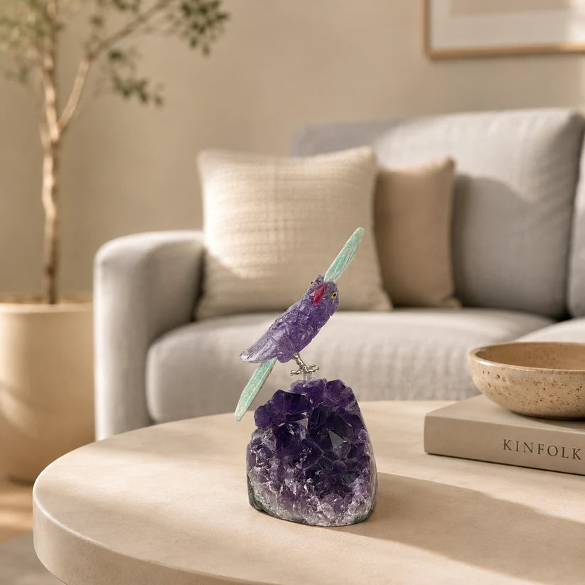 Natural Gemstone Bird sculpture
