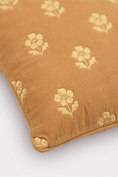 Lucia Amber Embroidered Velvet Cushion Cover