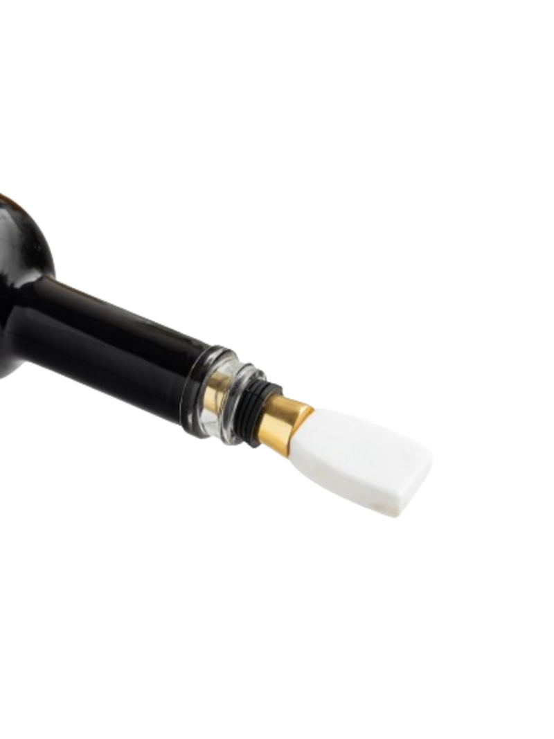 Luxury Metal Bottle Stopper with Marble Handle – Elegant Wine Saver & Bar Accessory