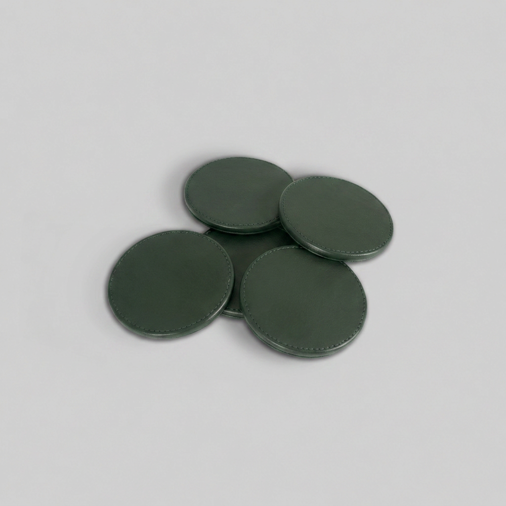 Leather Coasters with Holder (Set of 4)