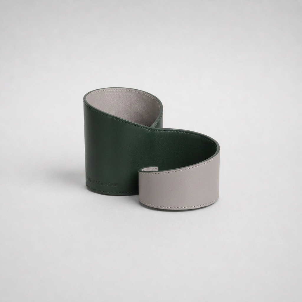 Leather Pen Stand Green