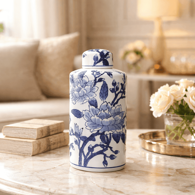 Magnolia Jar - Blue/White