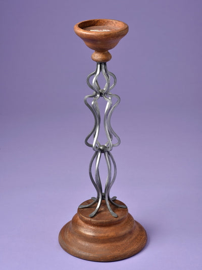 Mangifera & Metallic Carved Candle Stand