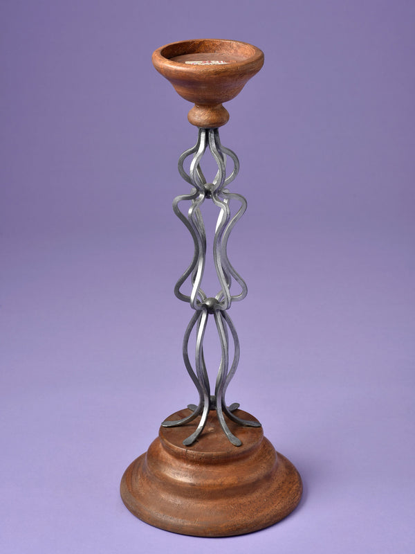 Mangifera & Metallic Carved Candle Stand