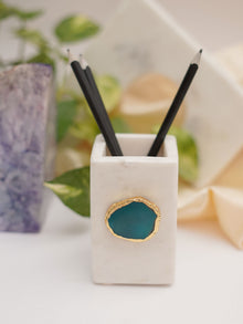 Marble Penstand With Agate