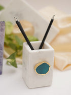 Marble Penstand With Agate