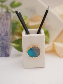 Marble Penstand With Agate
