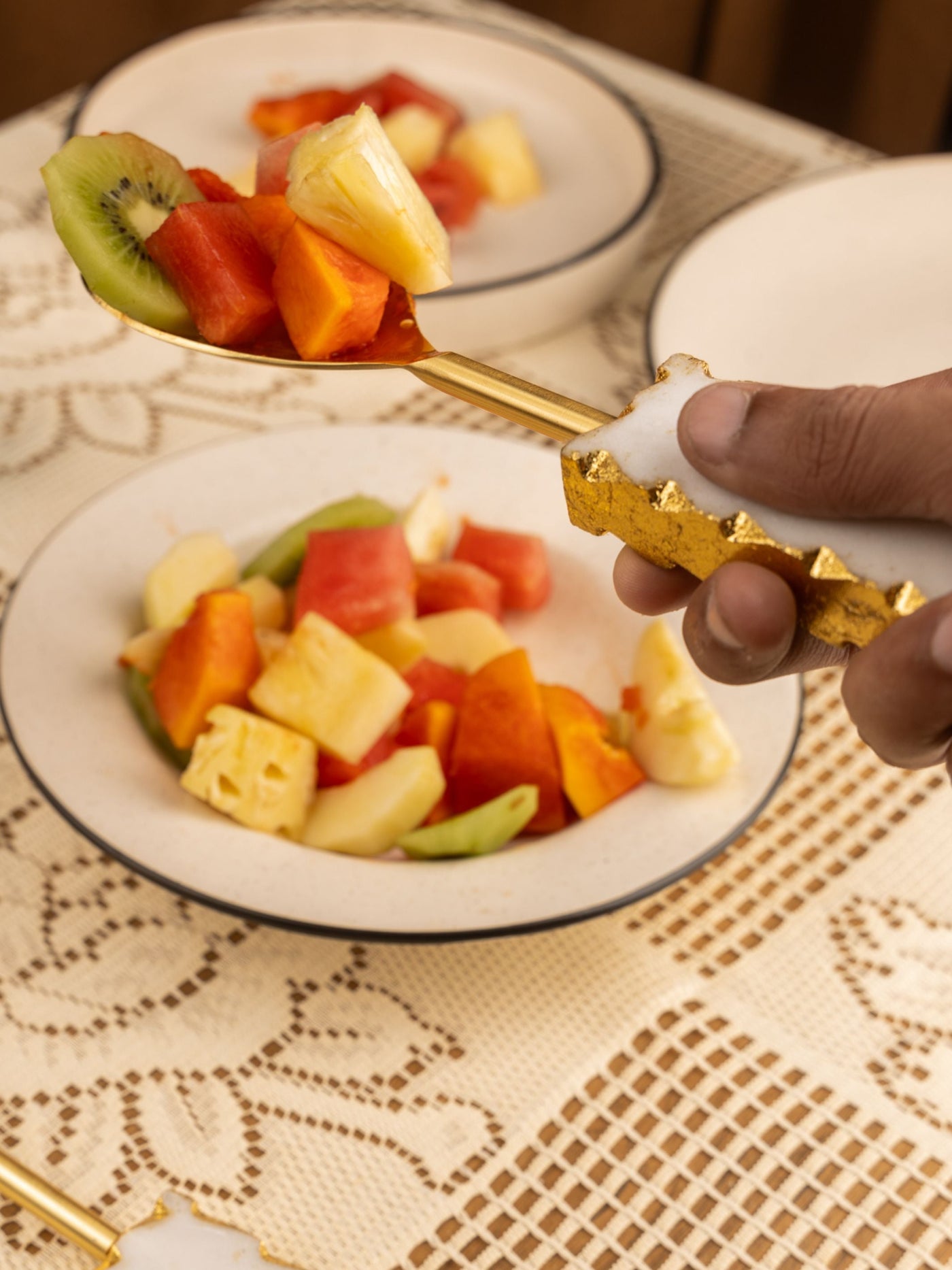 Marble And Golden Metal Cake Server Knife