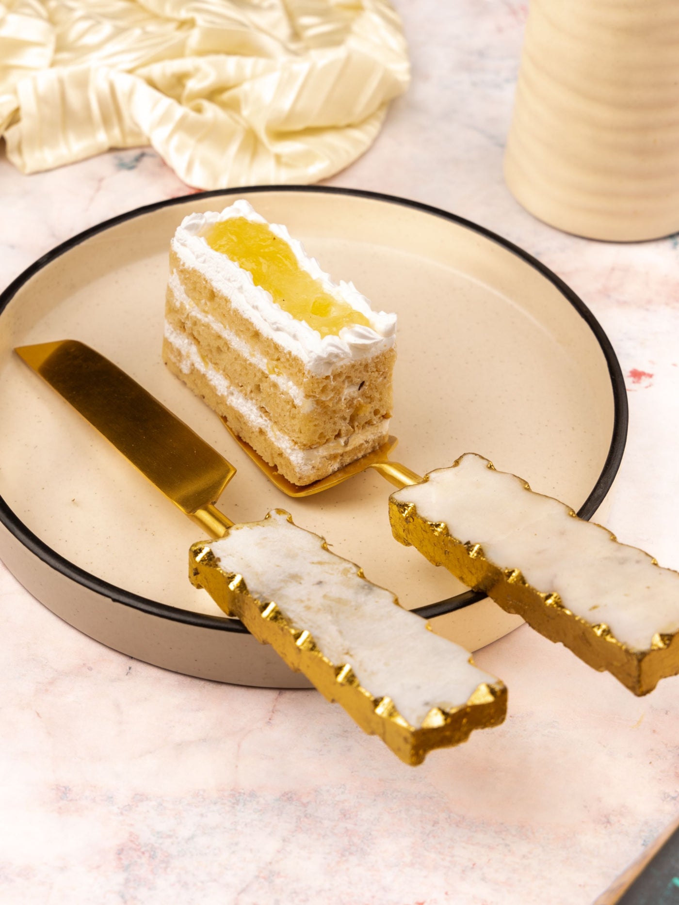 Marble And Metal Cake Server Knife