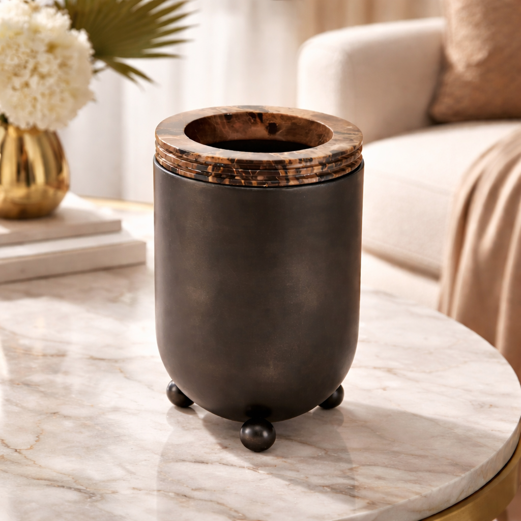Marble And Brass Tall Vase