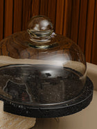 Marble-Cake And Dessert Stand With Lid - Beige & Black