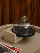 Marble-Cake And Dessert Stand With Lid - Beige & Black