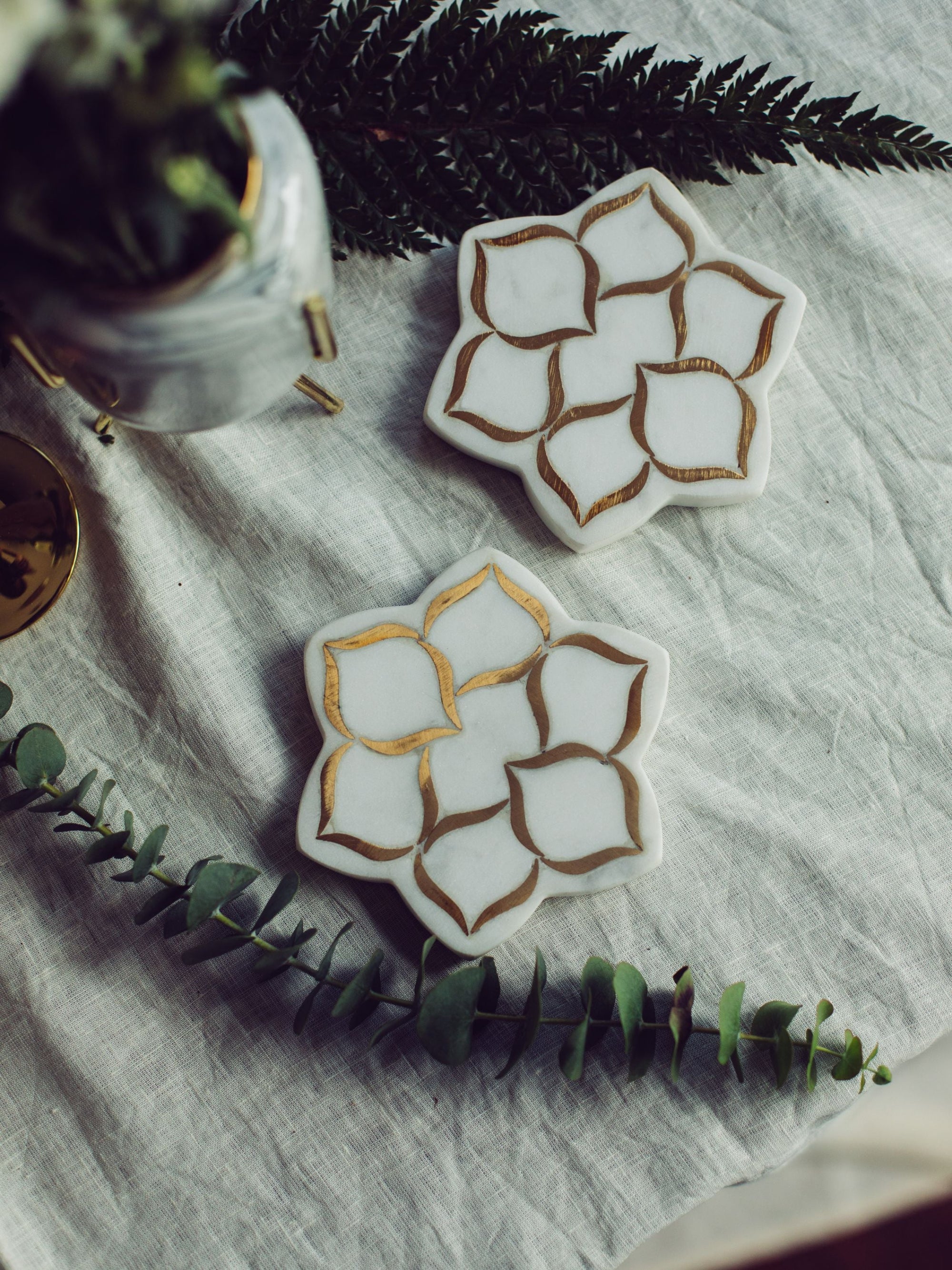 Marble Fleur Coaster Set Of 2
