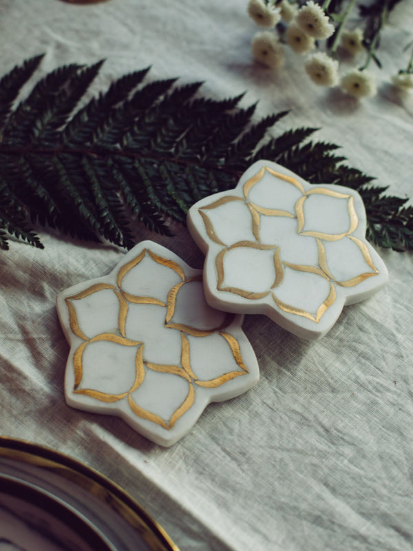 Marble Fleur Coaster Set Of 2
