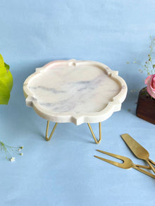 Marble Cake Stand 8 Inch Floral Shape