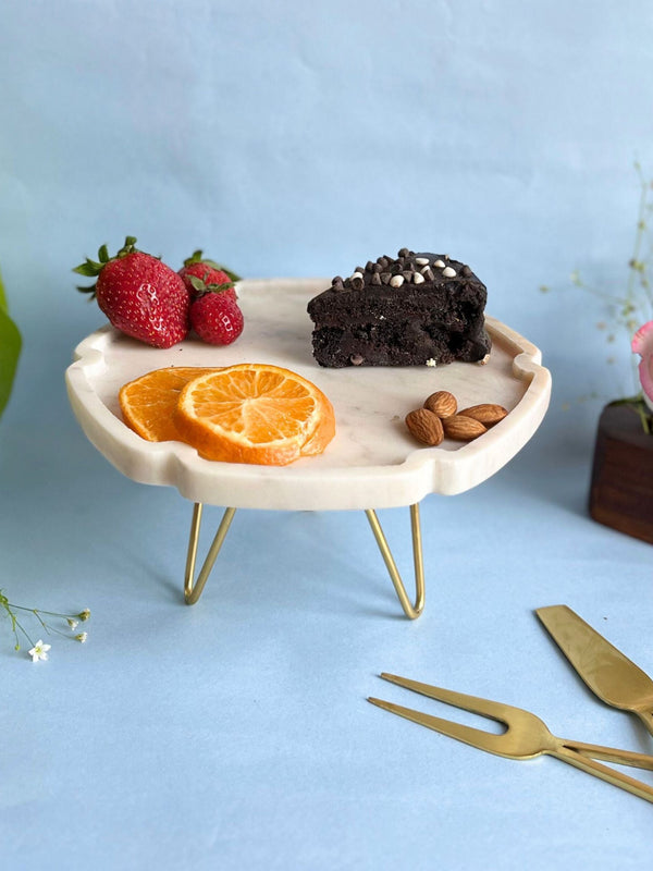 Marble Cake Stand 8 Inch Hexagon Shape