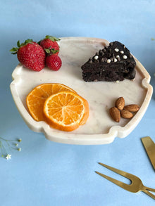 Marble Cake Stand 8 Inch Hexagon Shape