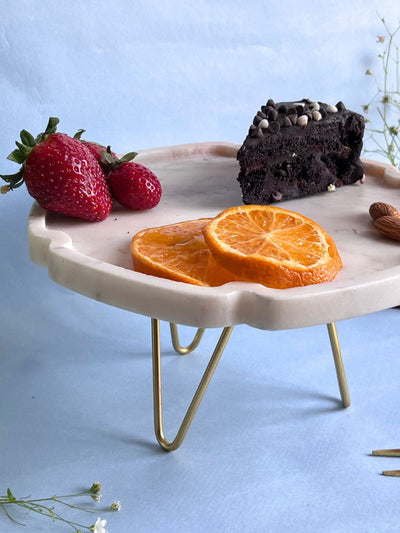 Marble Cake Stand 8 Inch Hexagon Shape