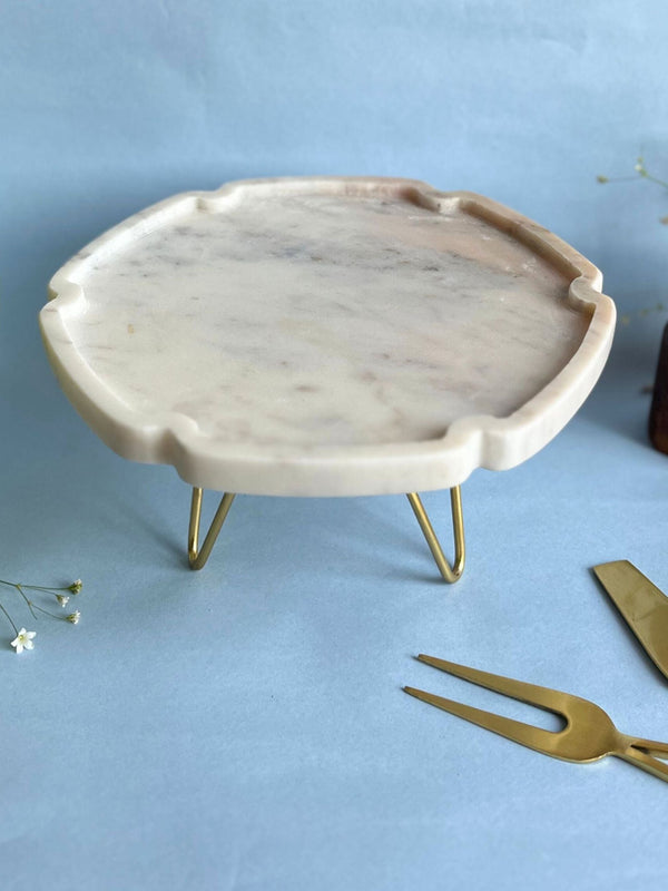 Marble Cake Stand 8 Inch Hexagon Shape
