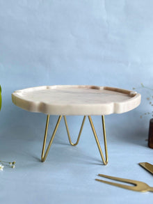 Marble Cake Stand 8 Inch Hexagon Shape